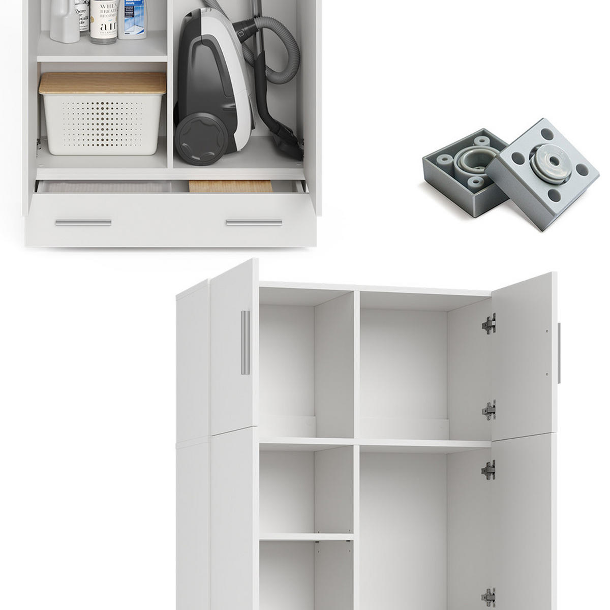 AKTENSCHRANK Ingo Weiß 80 x 182.4 cm mit Schrankaufsatz und Schublade - Weiß, Holzwerkstoff (80/182.4/37cm) - Vicco