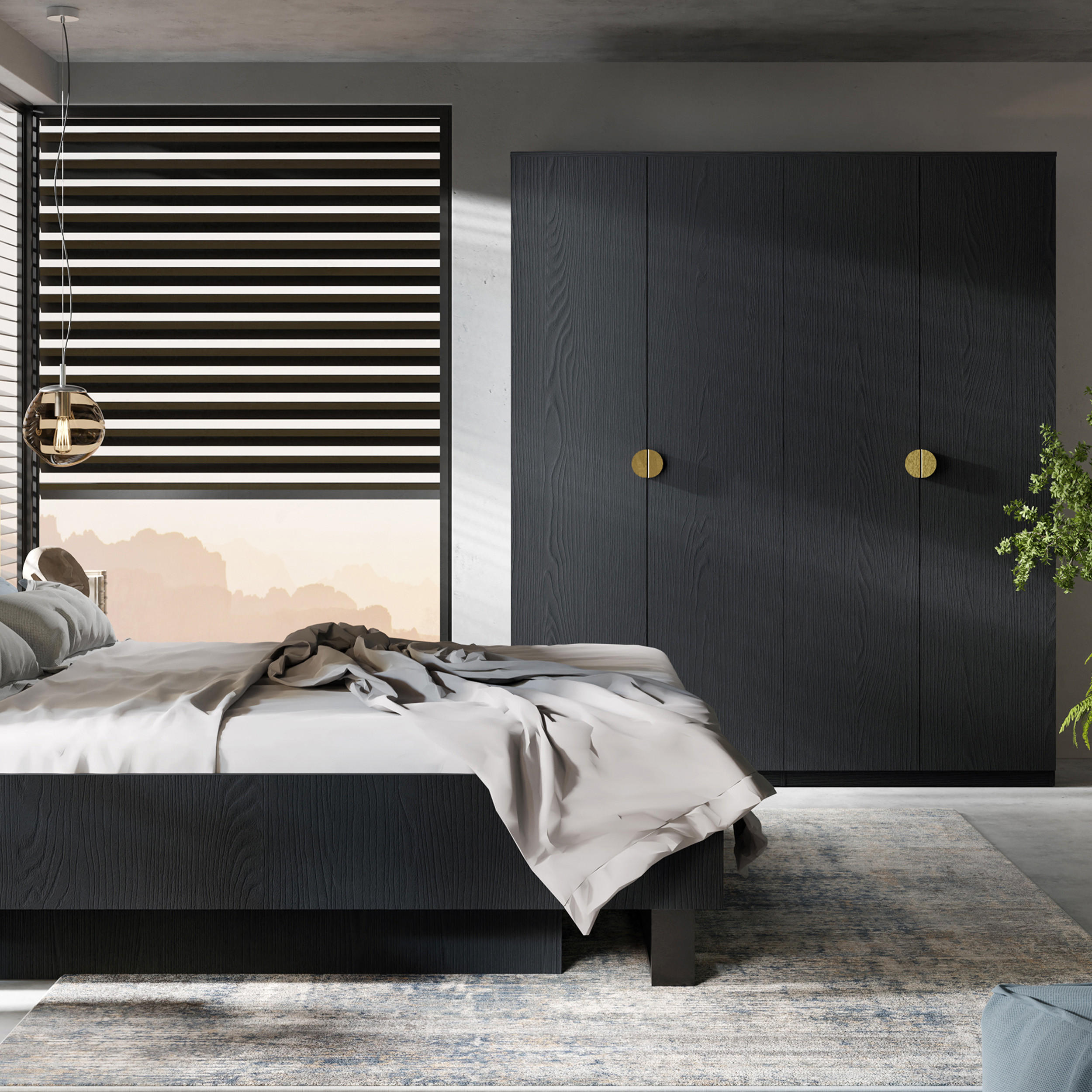 DREHTÜRENSCHRANK VIDIS - Schwarz, Holzwerkstoff (180/209/59cm) - KONSIMO®