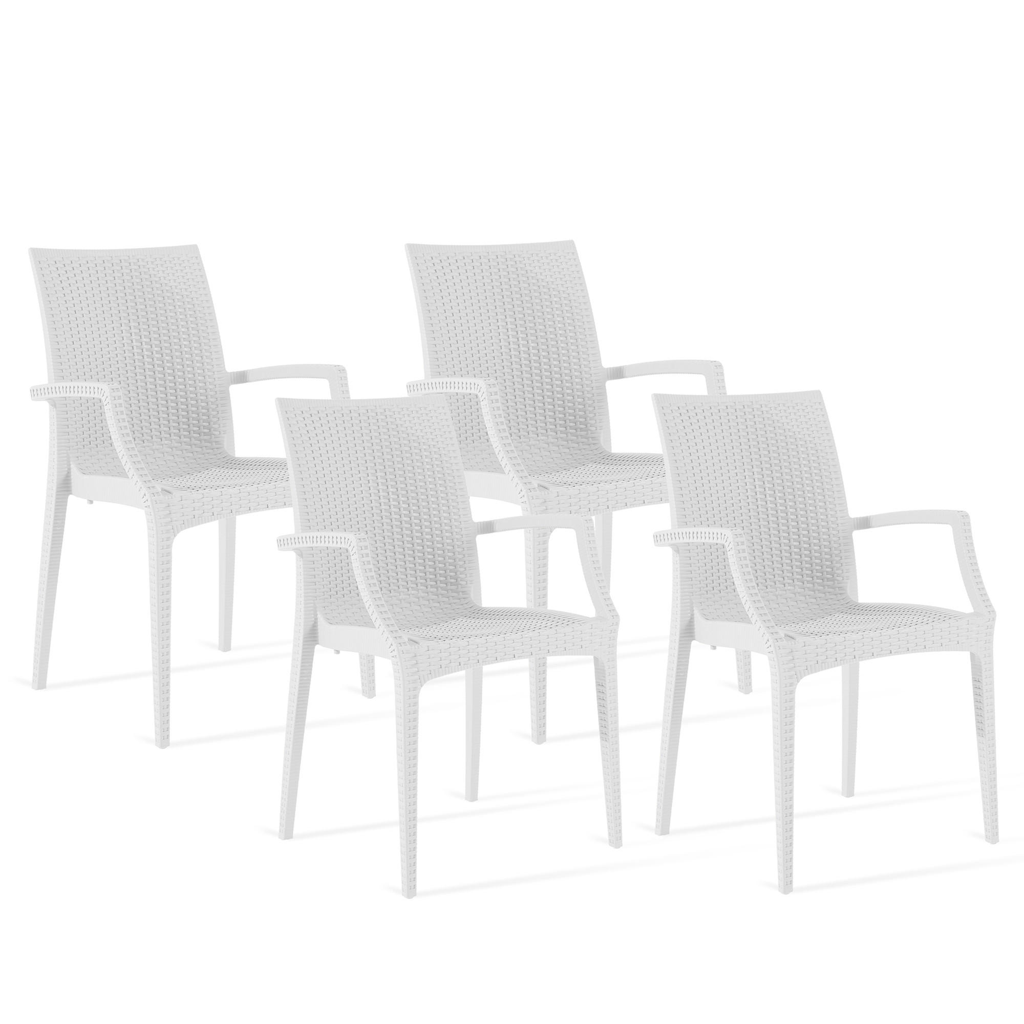 GARTENSTUHL ETULI 4-tlg, Weiß - Weiß, Kunststoff (56/88/50cm) - KONSIMO®