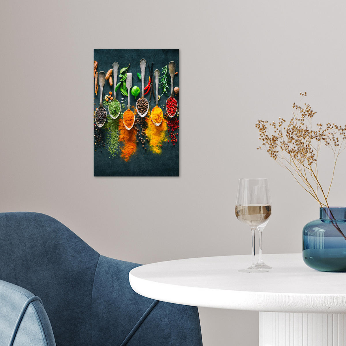 POSTER Kräuter - Gewürze - Löffel 20x30 cm - Currygelb, Papier (20/30/0.1cm) - MuchoWow