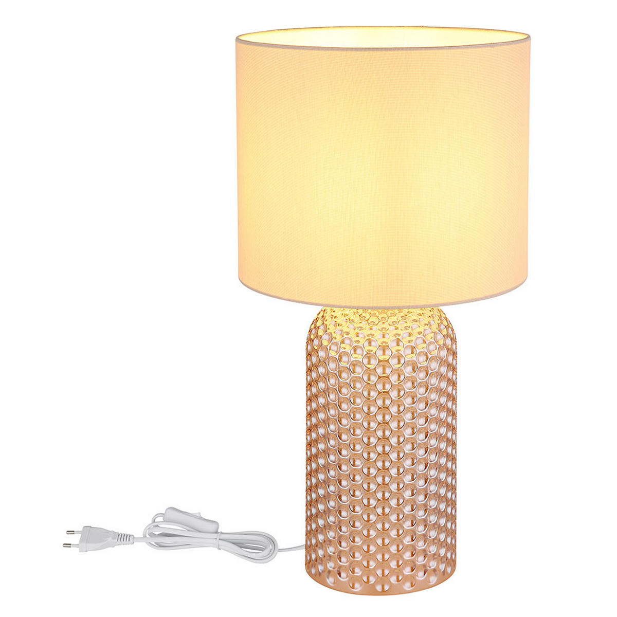 TISCHLEUCHTE SOFIA Champagner Textil Glas - Champagner, Glas (26.5/26.5/50cm) - Globo Lighting