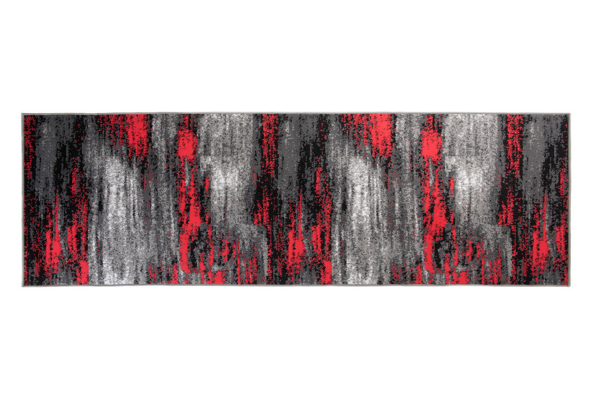 LÄUFER MAYA Schwarz Rot 70/400 cm - Rot, Textil (70/400cm) - Tapiso