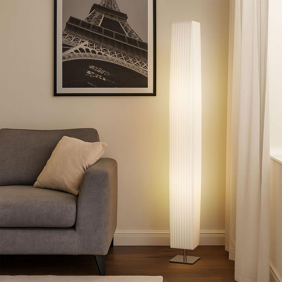 LED STEHLEUCHTE Design Weiß - Weiß, Metall (14/14/119cm) - Globo Lighting