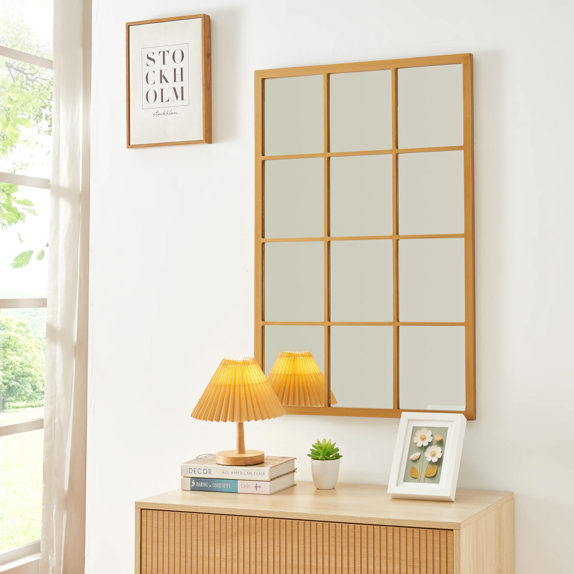 Thumbnail - [en.casa] Wandspiegel, Gold, Glas, Rechteckig, 60x90x1.8 cm, Spiegel, Wandspiegel