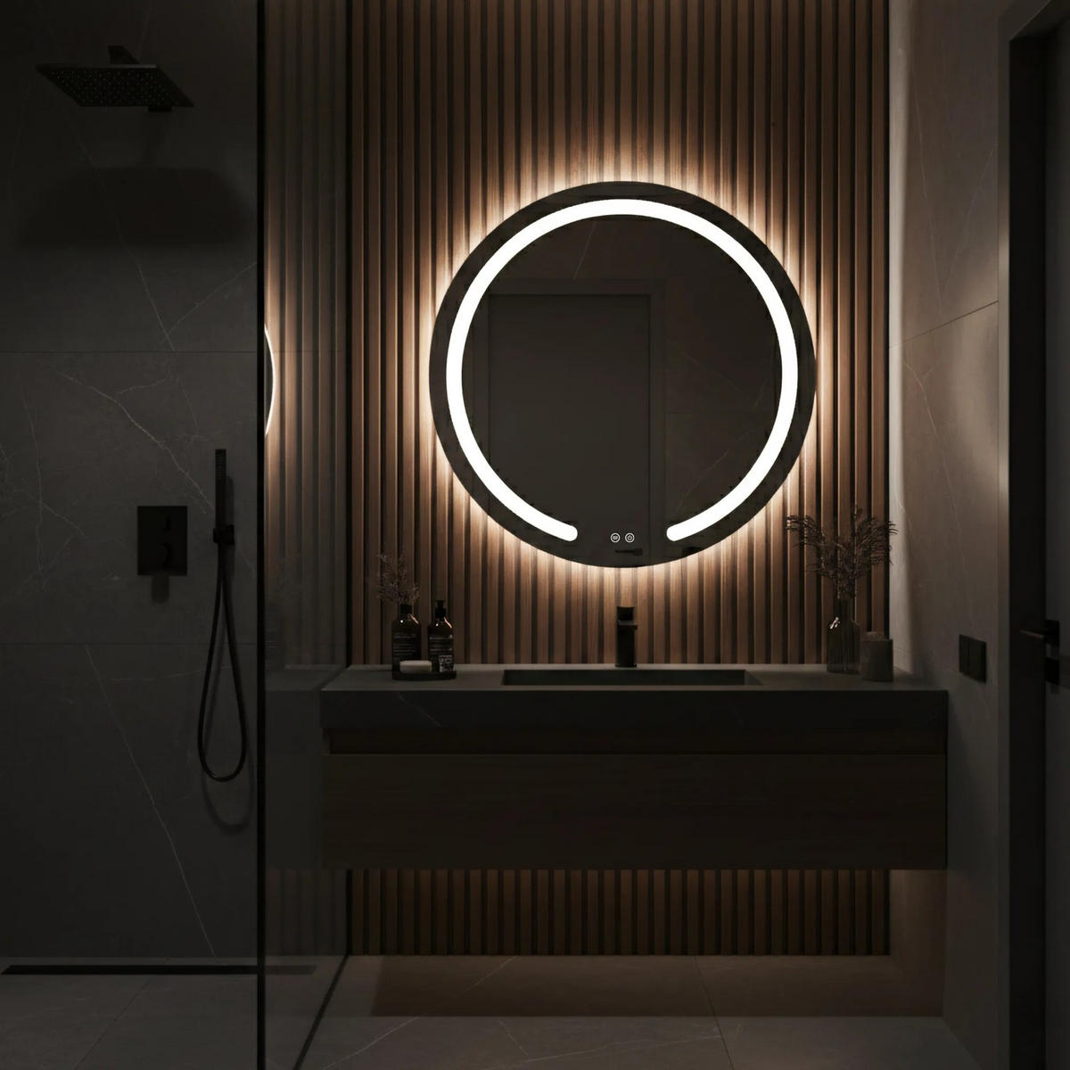 SPIEGEL Rea Led 90cm Modern - Transparent, Glas (90/90/2.5cm) - REA