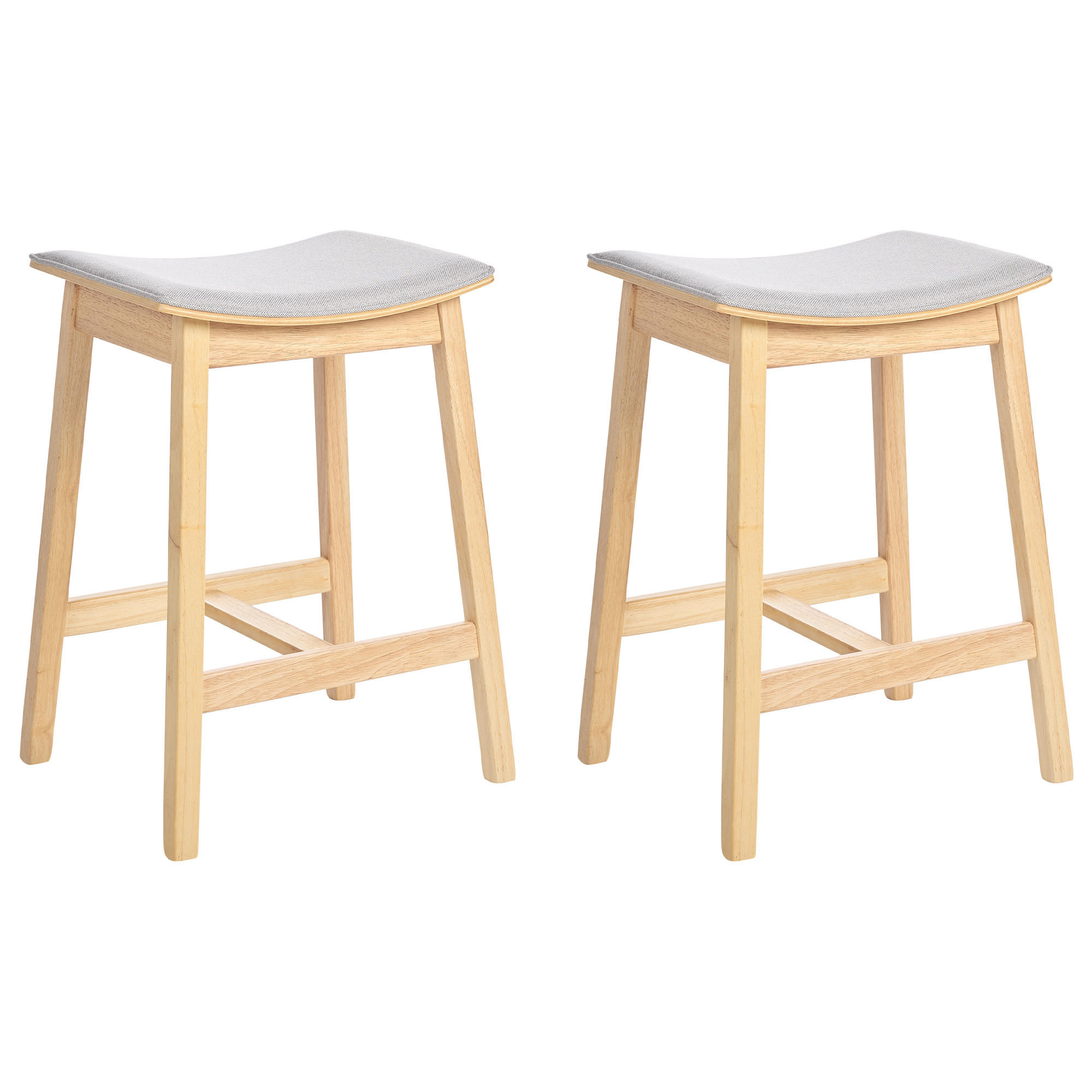 BARHOCKER 2er-Set Hellbraun/Grau Dixon - Braun/Grau, Holz (45/63/39cm) - Beliani