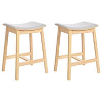 BARHOCKER 2er-Set Hellbraun/Grau Dixon - Braun/Grau, Holz (45/63/39cm) - Beliani