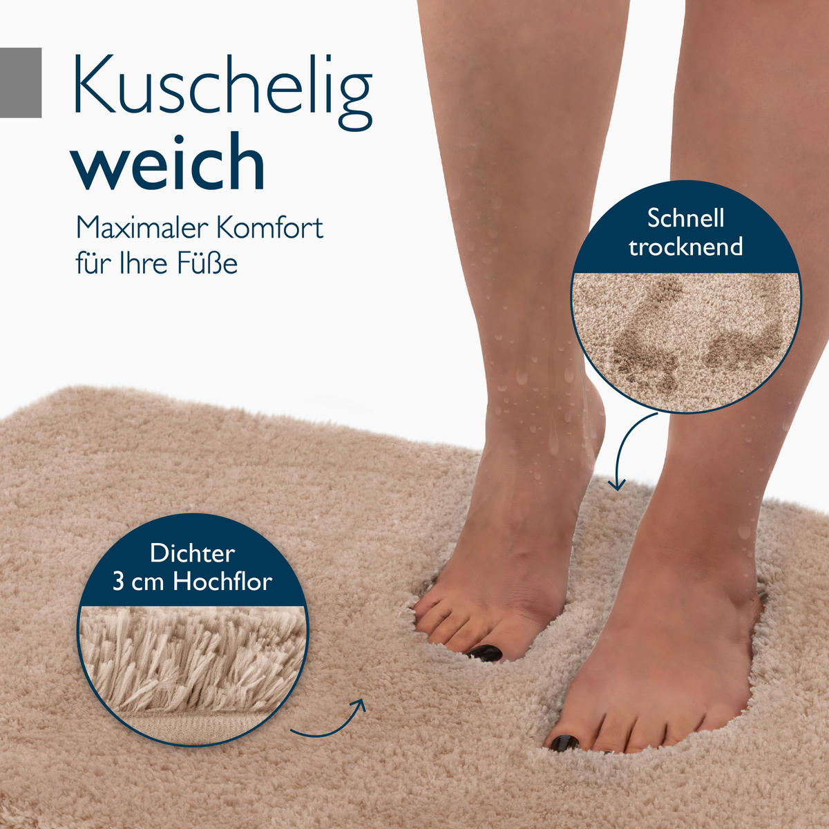 VORLEGER MATTE BeauMare FL 50/60cm Natur - Naturfarben, Textil (50/60cm) - Beautissu 