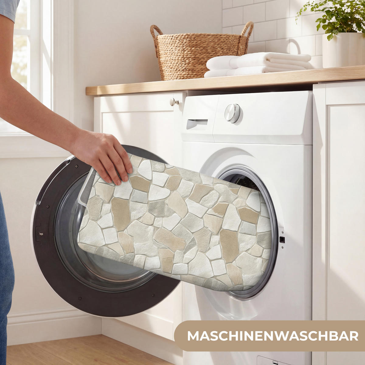 WC-VORLEGER Mosaik - Steine - Beige WC Teppich 40x60 cm - Beige, Kunststoff/Textil (40/1cm) - OnlyWow