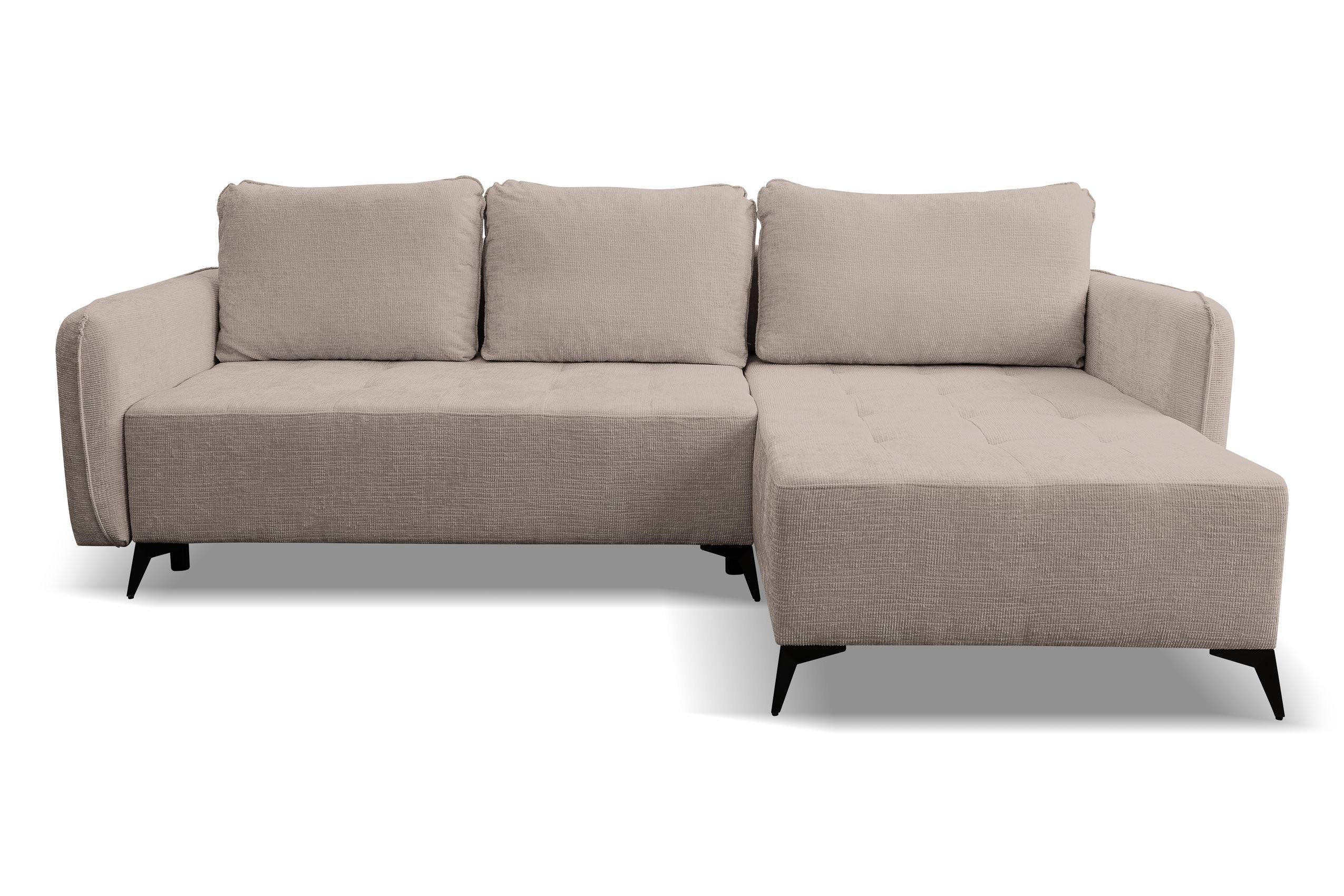 ECKSOFA Lucky in L-Form mit Schlaffunktion und Bettkasten, Farbe: Braun, Strukturstoff, Ottomane Links oder Rechts - Braun, Textil (275/160cm) - VENASI MÖBEL