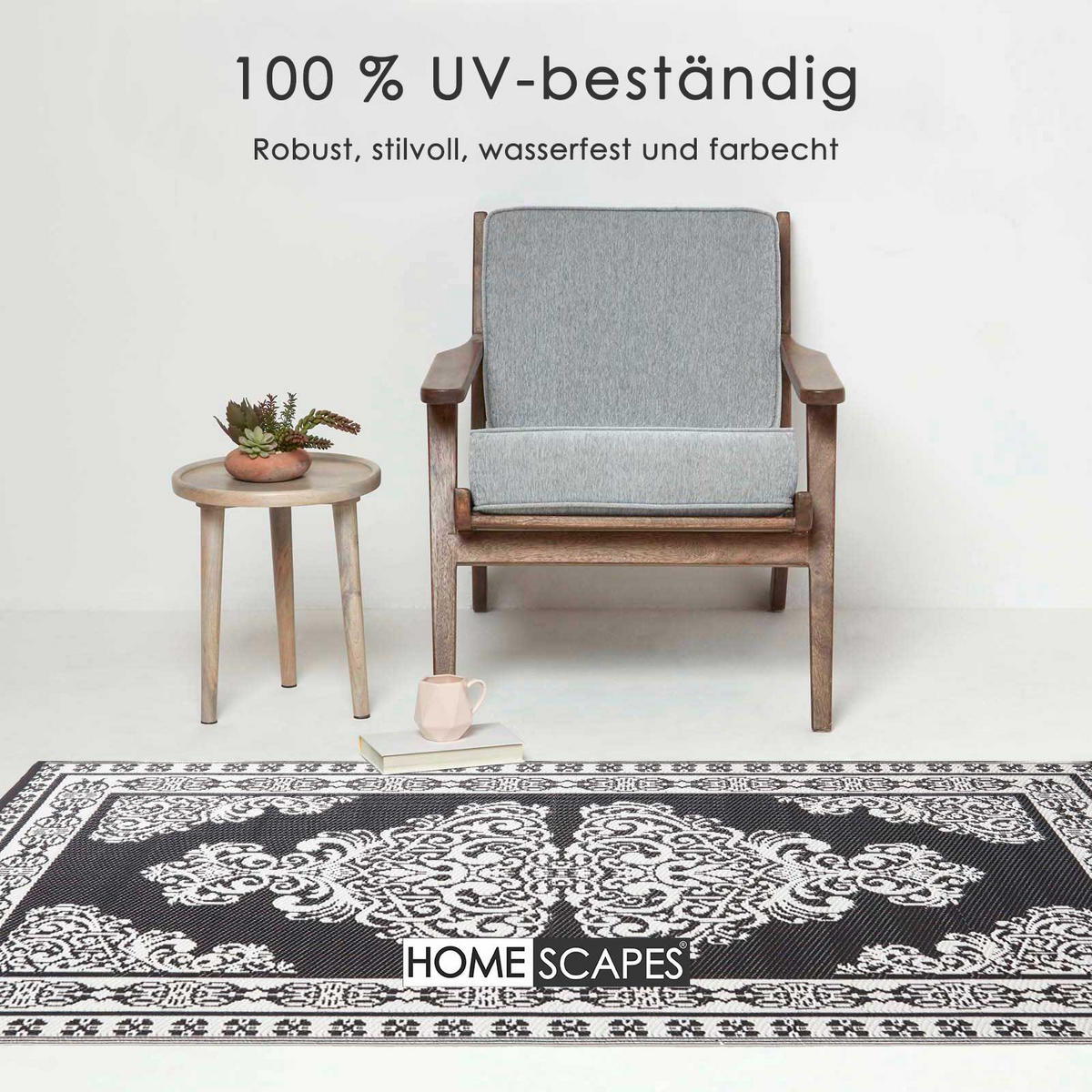 OUTDOORTEPPICH Orientalisch gemustert 120/186 cm - Schwarz, Kunststoff (120/186cm) - Homescapes