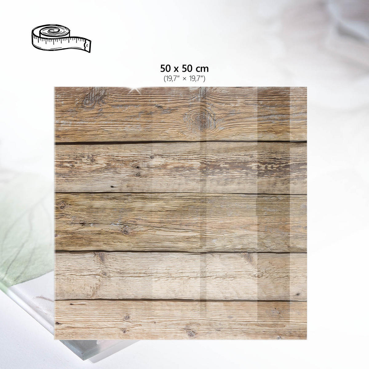 TISCHPLATTE 50x50 cm – Holzwand - Braun, Glas (50/50/0.4cm) - Wallfluent