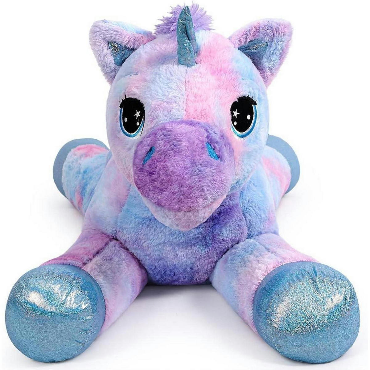 PLÜSCHTIER Einhorn 80 cm, blaues Regenbogen-Kuscheltier - Multicolor, Textil (16/19.1cm)