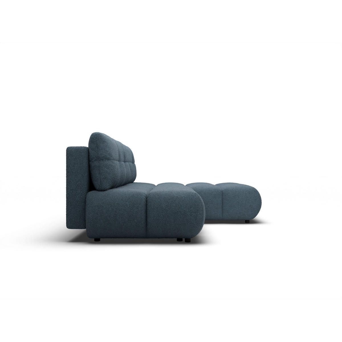 ECKSOFA CORSO R-S Blau Boucle-Stoff mit Schlaffunktion - Blau, Holz (230/177cm) - MASSENO
