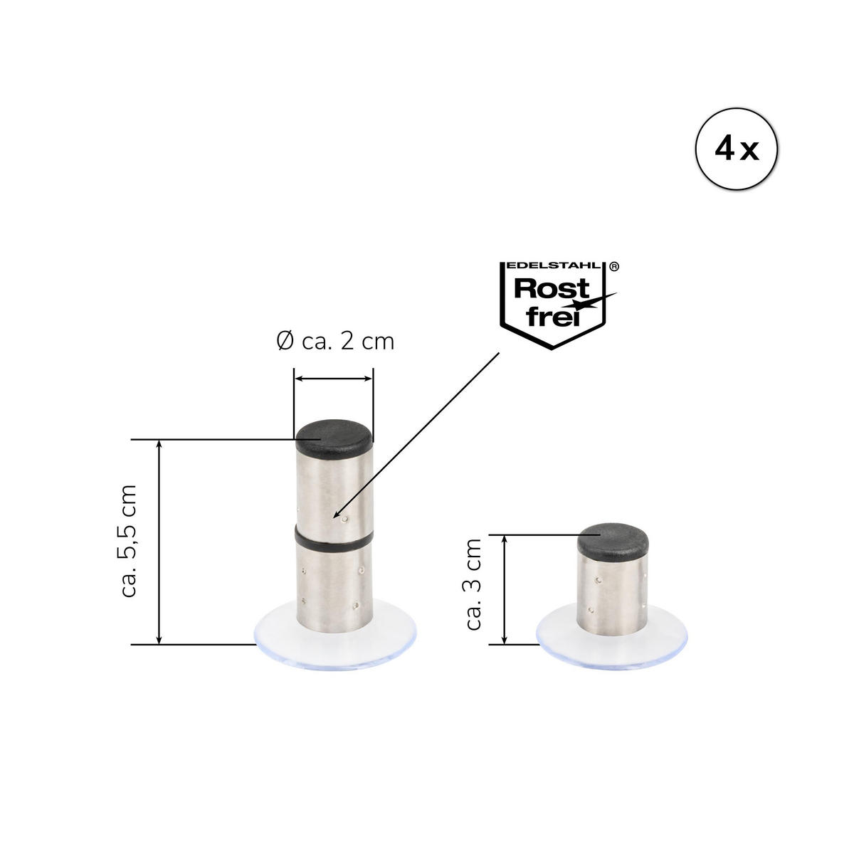 HERDABDECKPLATTEN-ERSATZFUSS 4er-Set - Edelstahlfarben, Metall (2/5.5/2cm) - bremermann