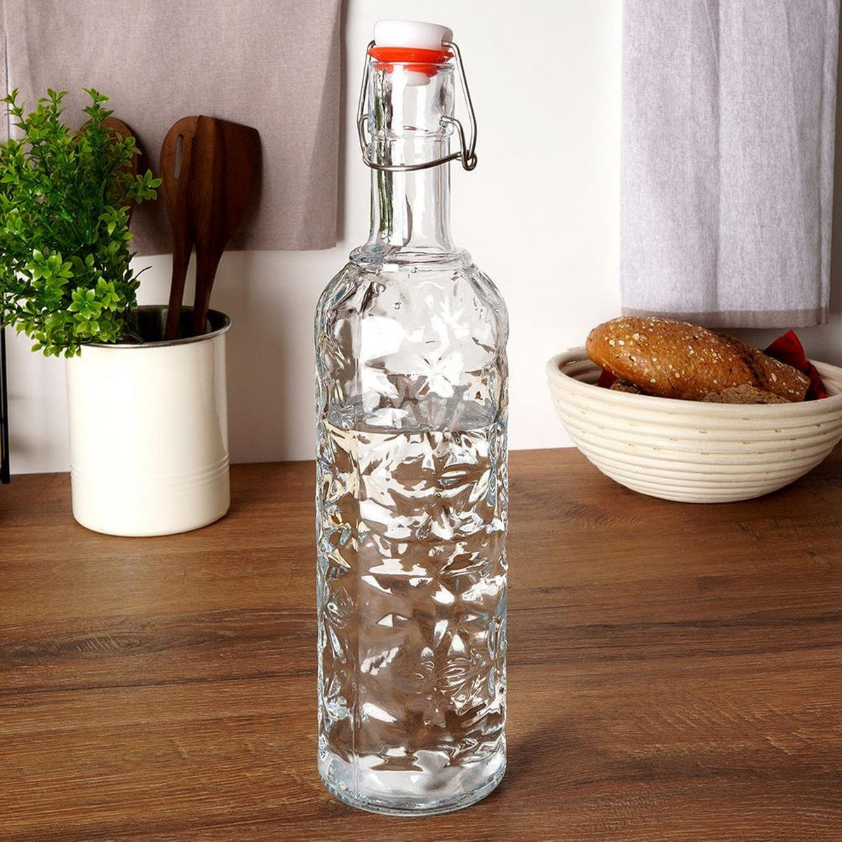 KARAFFE Bügelverschluss 1,1 l Transparent - Transparent, Glas (8.5/34/8.5cm) - Orion 