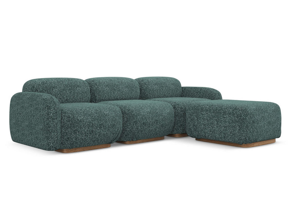 ECKSOFA Beidseitig Strukturstoff Stoff Blau - Blau/Blaugrau, Holz/Textil (270/190cm) - Makamii