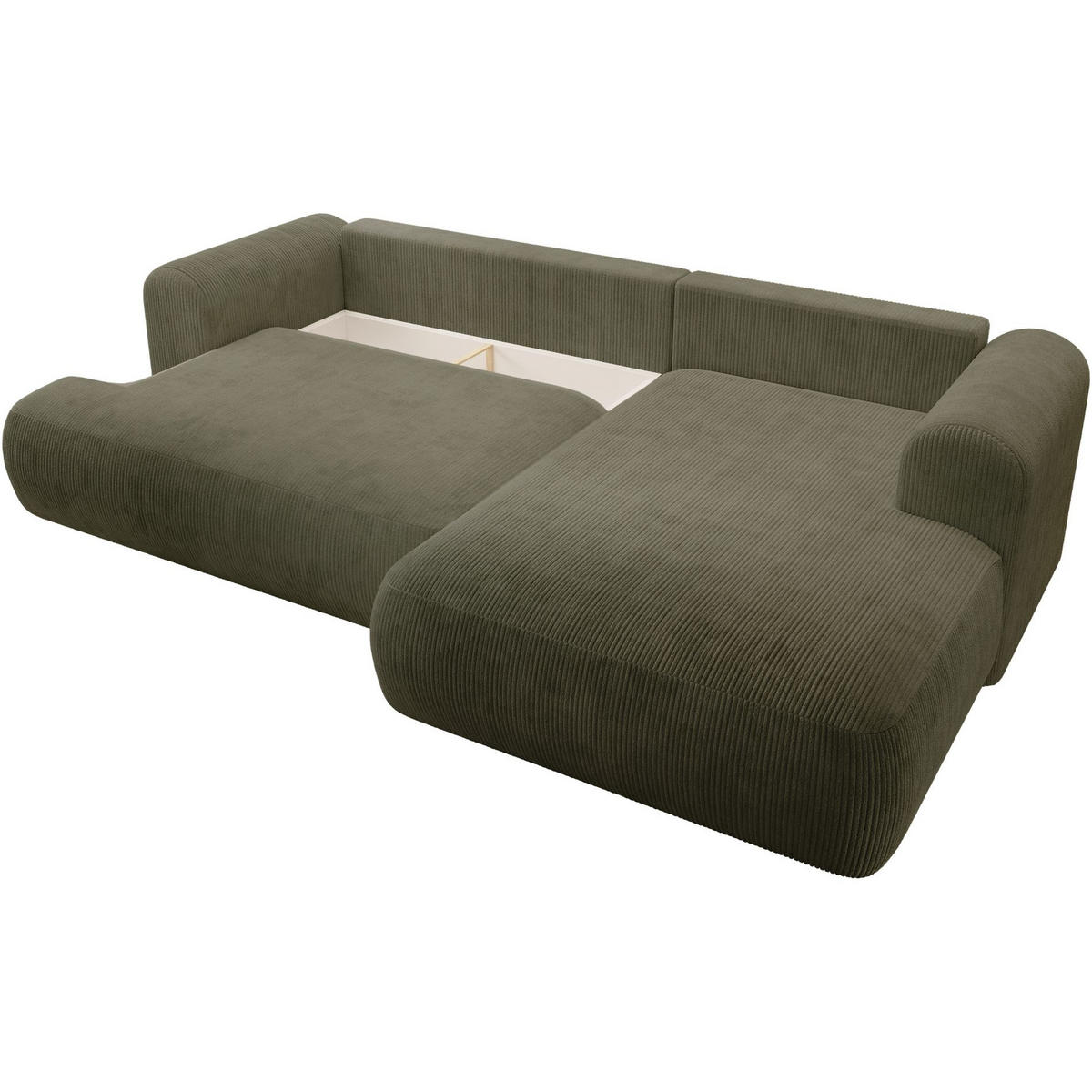 ECKSOFA Ovo Cord mit Cordbezug Olivgrün, rechts - Schwarz/Olivgrün, Textil (260/165cm) - Selsey
