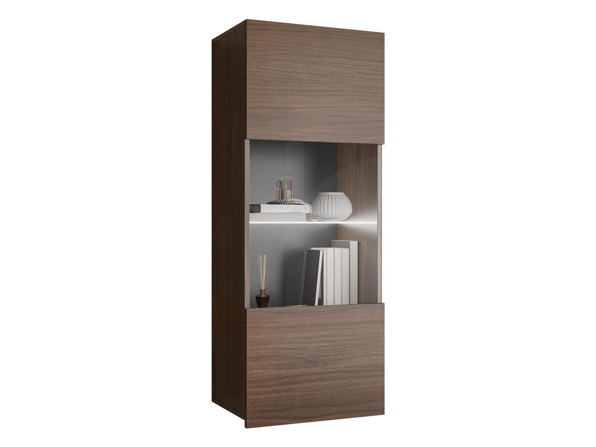 HÄNGEVITRINE Calabrini 05 mit weißer LED Beleuchtung - Nussbaumfarben, Holzwerkstoff (45/117/32cm) - MIRJAN24