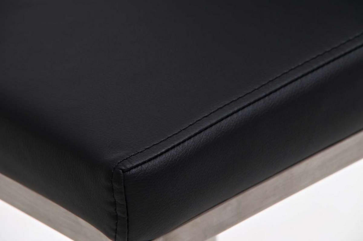 BARHOCKER Lederlook Schwarz - Edelstahlfarben/Schwarz, Textil/Metall (42/86/44cm) - CLP