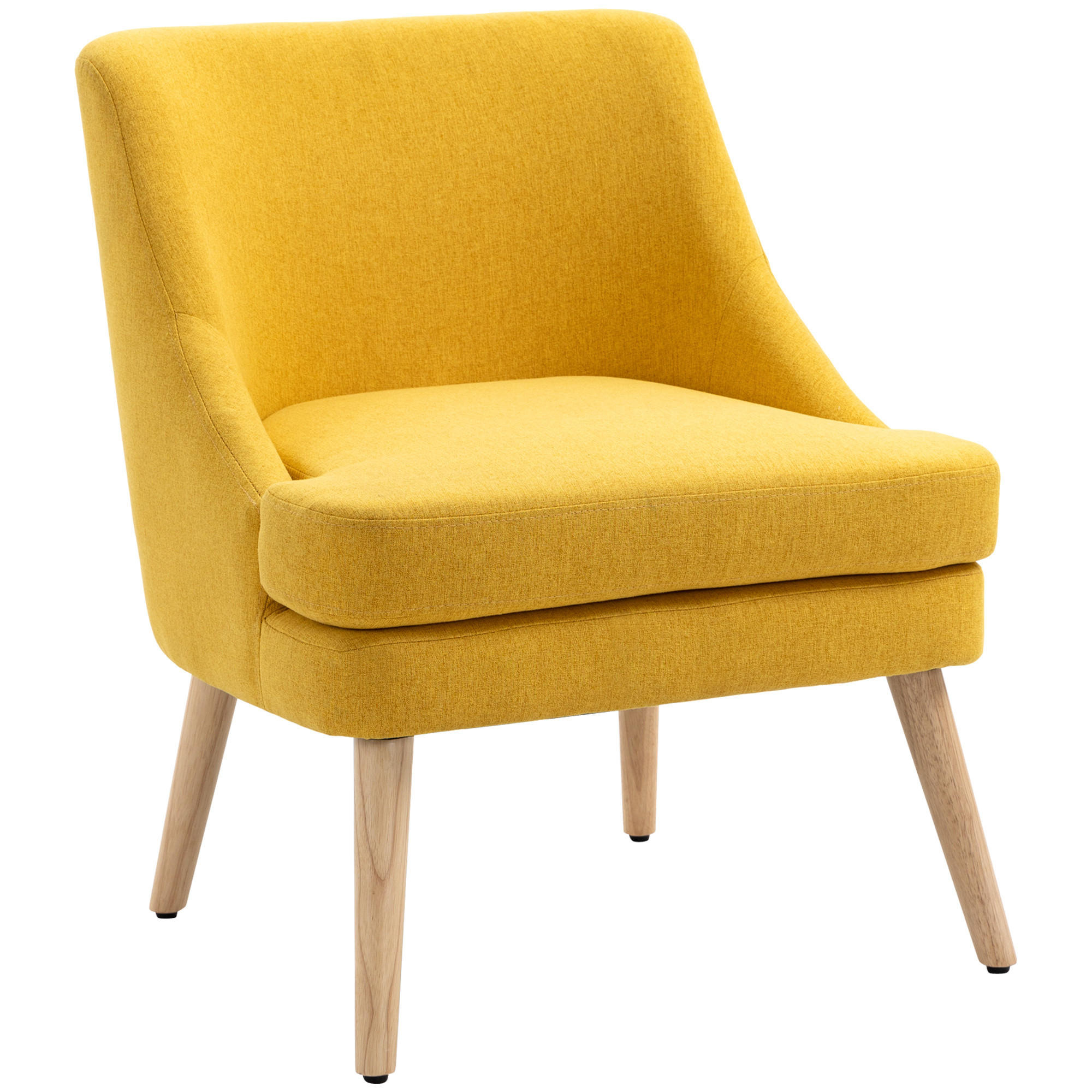 GEPOLSTERTE Loungesessel, Armlehne, Holzbeine, für Wohnzimmer, Schlafzimmer - Gelb, Kunststoff (69/79.5/63cm) - HOMCOM