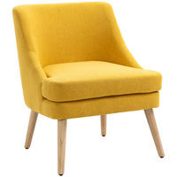 GEPOLSTERTE Loungesessel, Armlehne, Holzbeine, für Wohnzimmer, Schlafzimmer - Gelb, Kunststoff (69/79.5/63cm) - HOMCOM