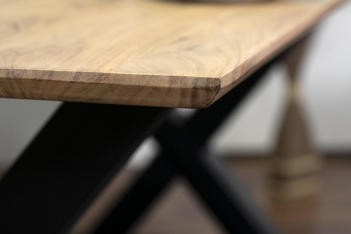 ESSTISCH ANDI - Beige/Schwarz, Holz/Metall (100/260/77cm) - SAM