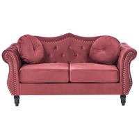 2-SITZER-SOFA Samtstoff Dunkelrot Skien II - Dunkelrot, Textil (166/86/83cm) - Beliani
