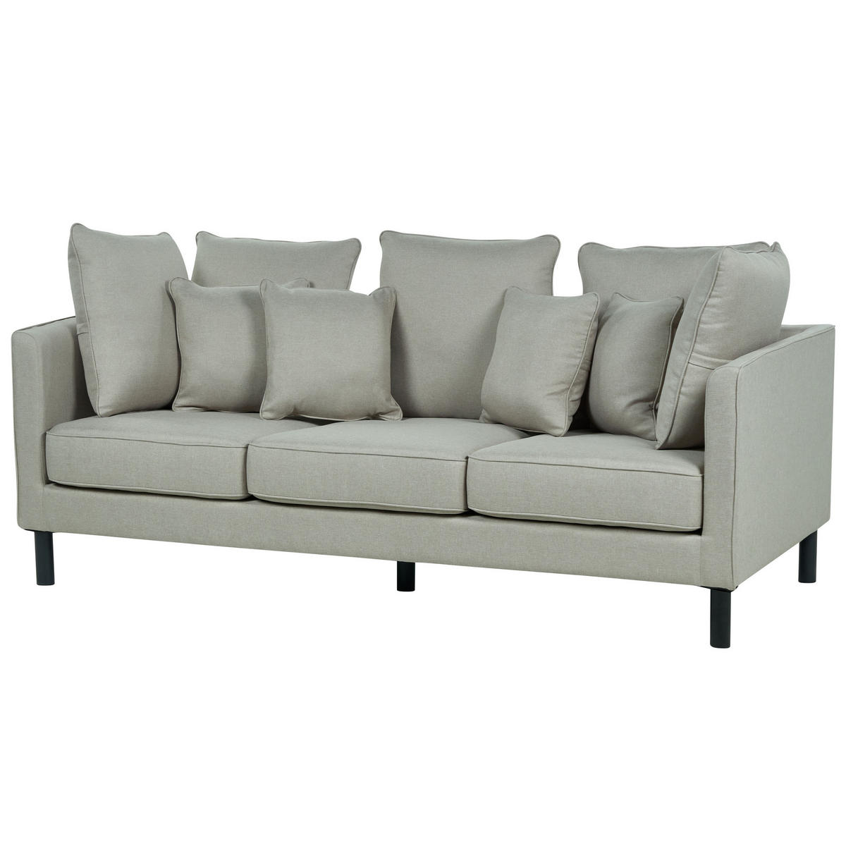 3-SITZER-SOFA hellgrau Fenstad - Schwarz/Grau, Textil (200/97/95cm) - Beliani