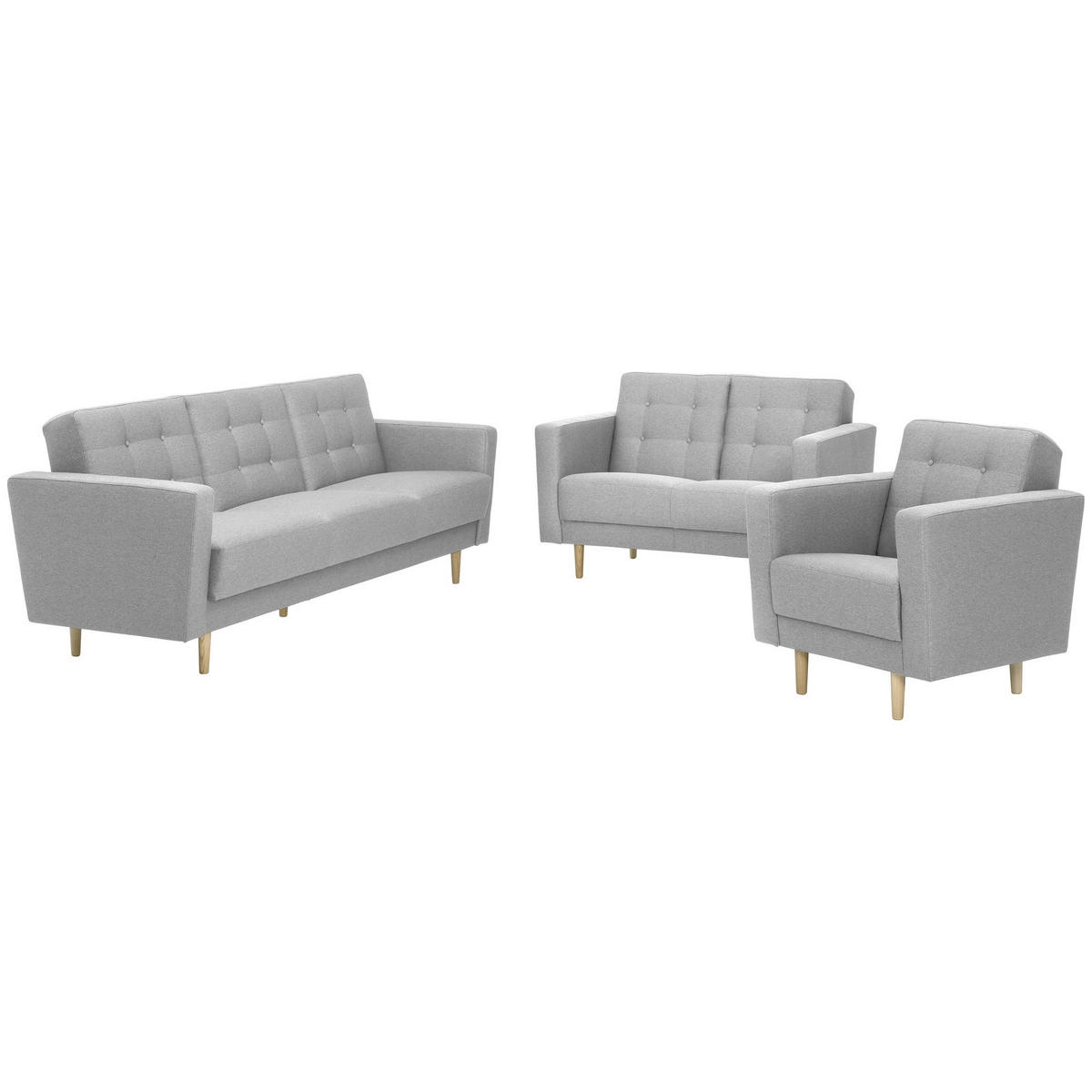 SOFA 3-Sitzer mit Bettfunktion Kazia Flachgewebe hellgrau - Hellgrau, Kunststoff (83/81/224cm) - 58aufmkessel