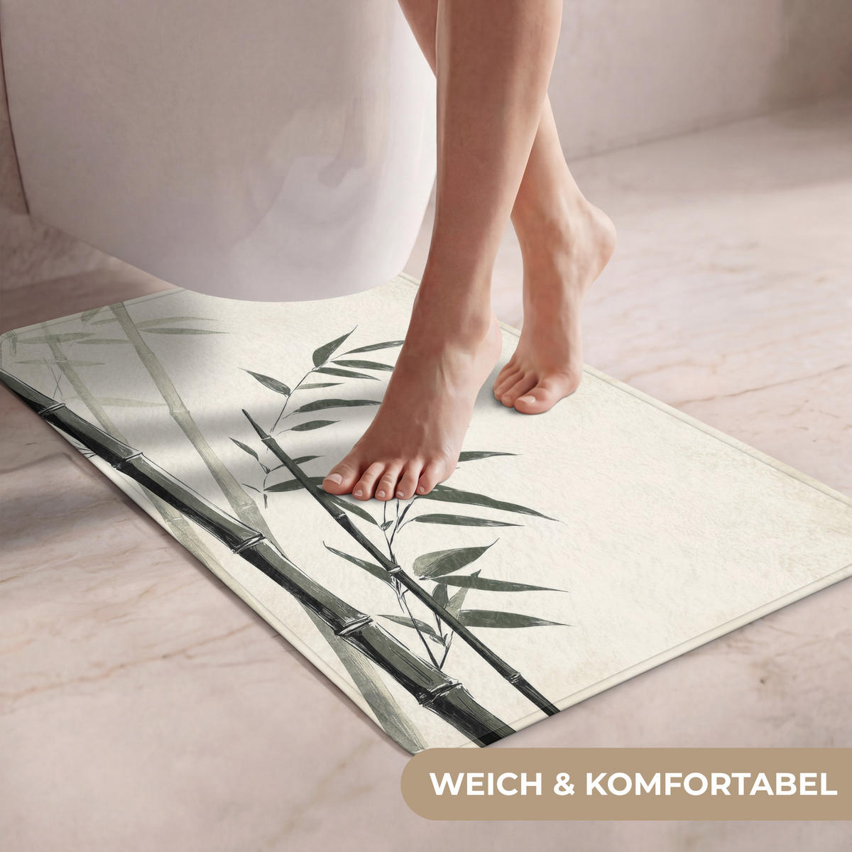 WC PŘEDLOŽKA Japandi - Bambus - béžová 50x80 cm - ecru, textil/plast (50/1cm) - OnlyWow