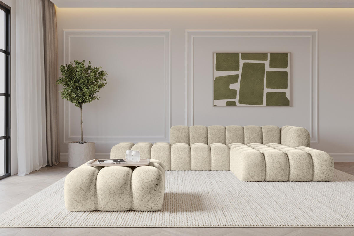 TABURET OLEA-PUF 91x87x44 cm Krémová Žinylka - černá/krémová, kompozitní dřevo/textil (91/44/87cm) - ALTDECOR