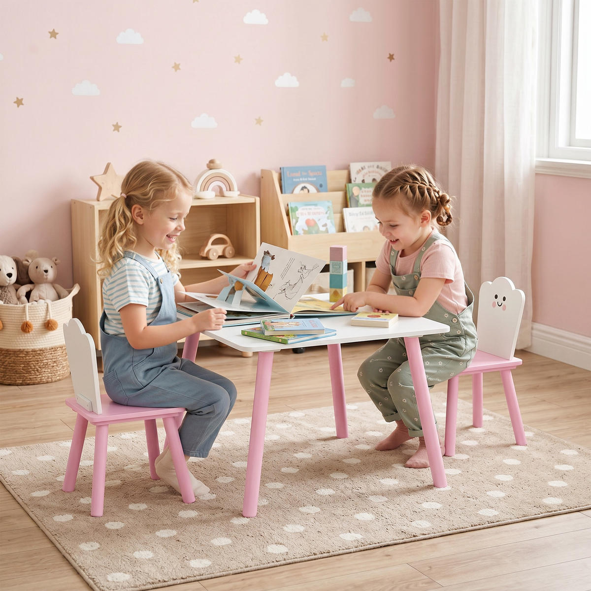 KINDERTISCHGRUPPE Rosa 60.0/60.0/44.0cm - Rosa, Holzwerkstoff (60/44/60cm)
