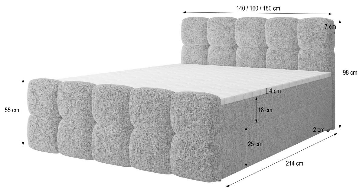 BOXBETT BRUME 180x200 cm mit Matratze und Topper, H2+H3 - Orange - Orange, Holz (180/200cm) - MASSENO