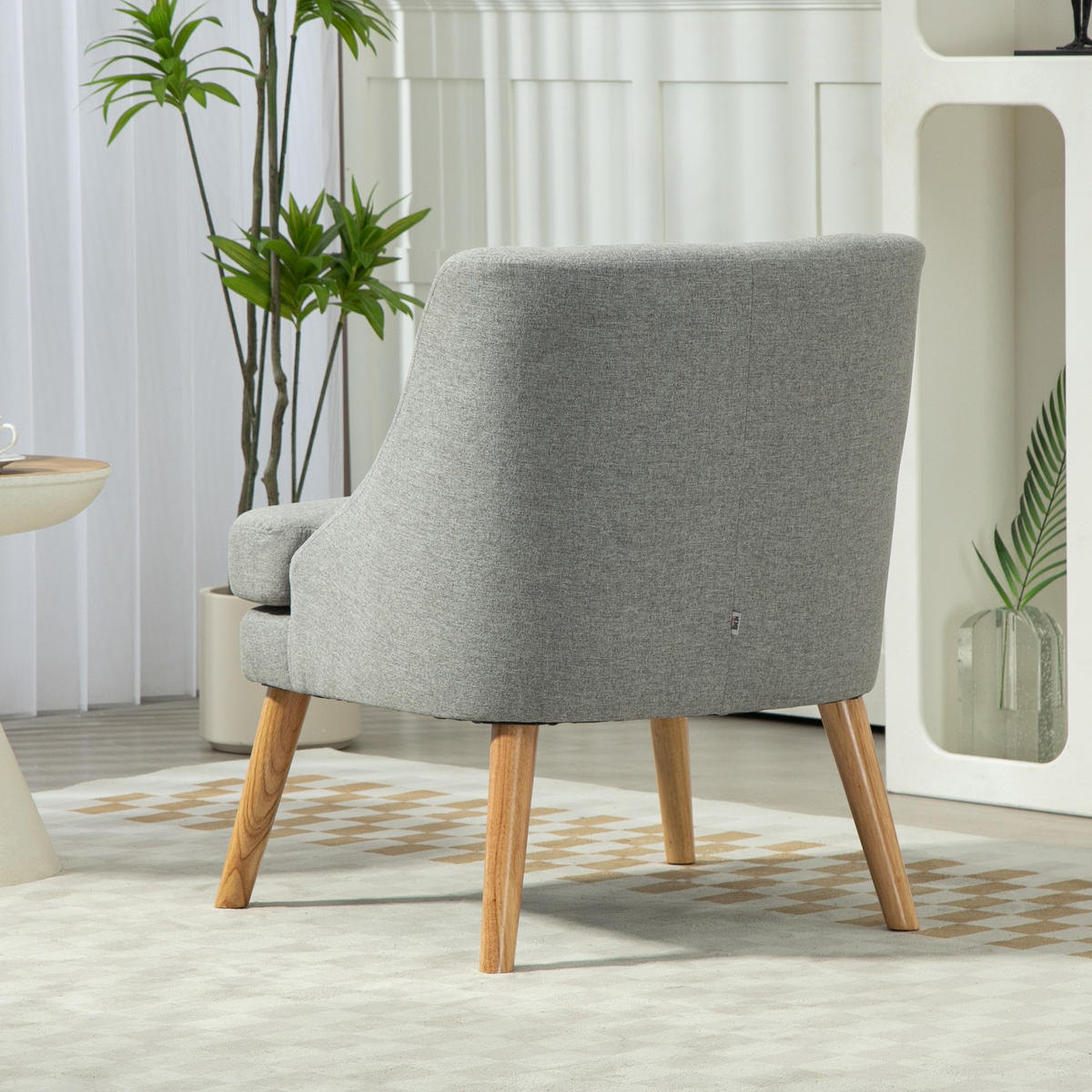SESSEL Loungesessel mit Leinenoptik, Armlehne, Gepolstert Relaxsessel Hellgrau - Hellgrau, Kunststoff (69/79.5/63cm) - HOMCOM
