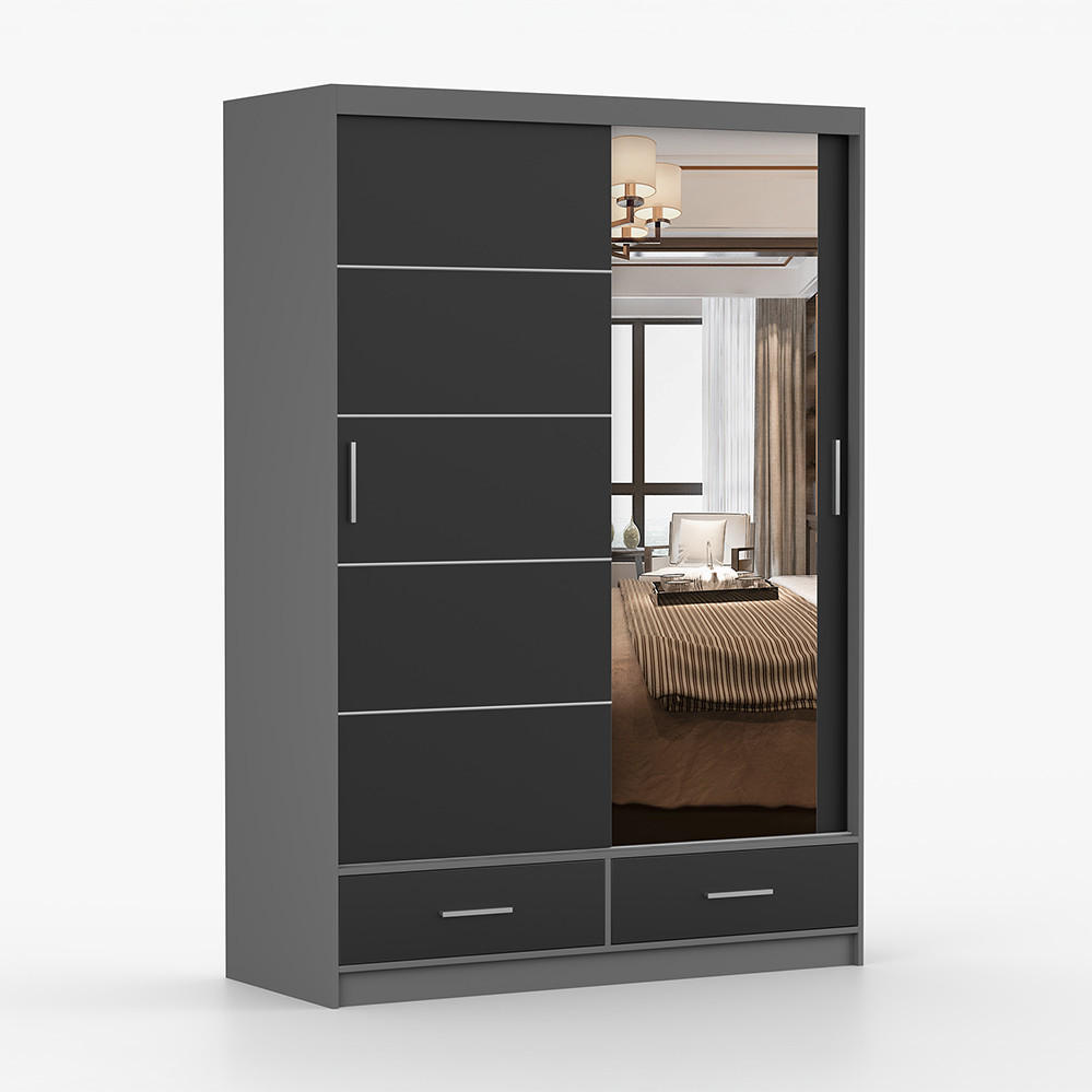imoebel24 Kleiderschrank Grau 150x218x61 cm