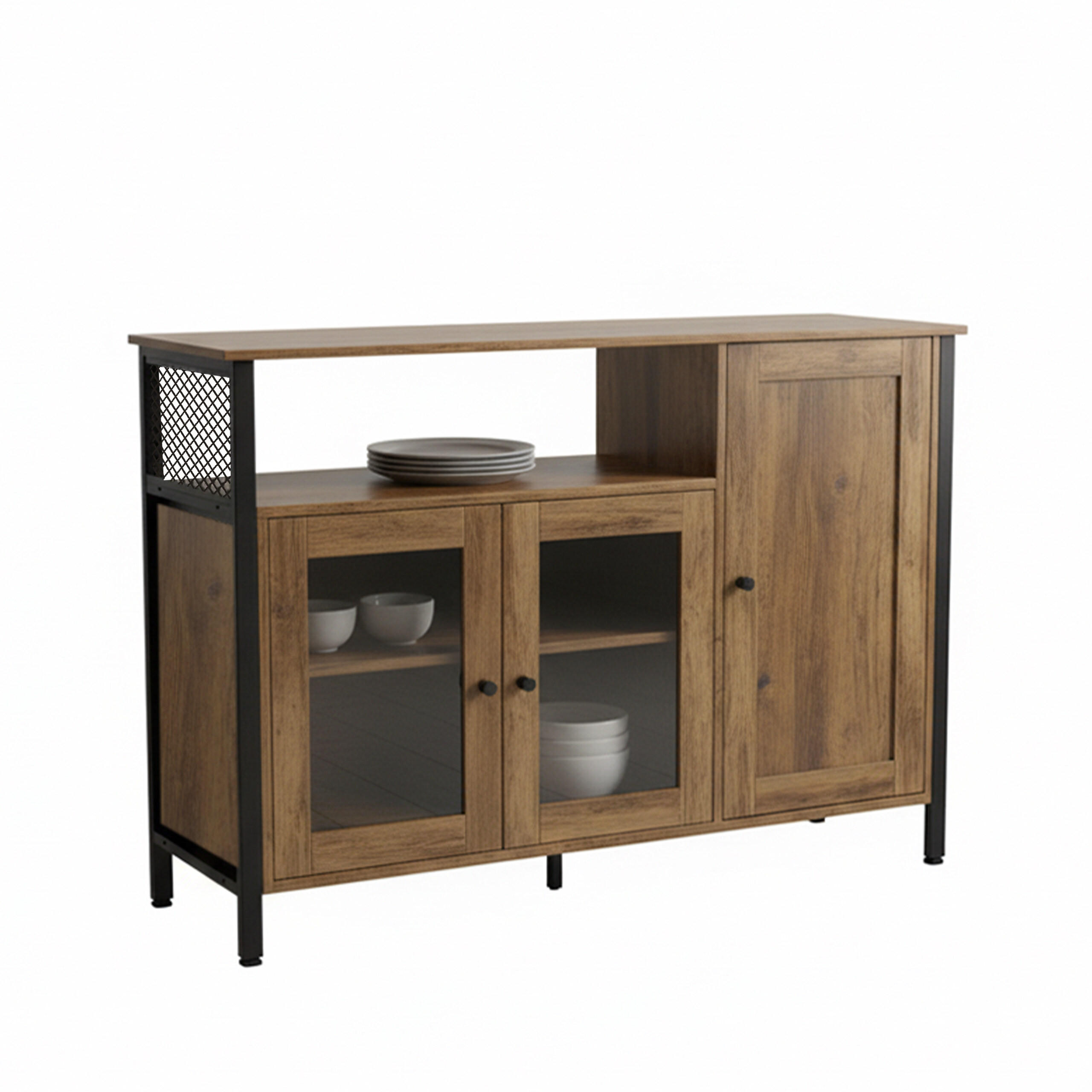 Relaxdays KÜCHENSCHRANK Braun 110cm × 33cm × 75cm