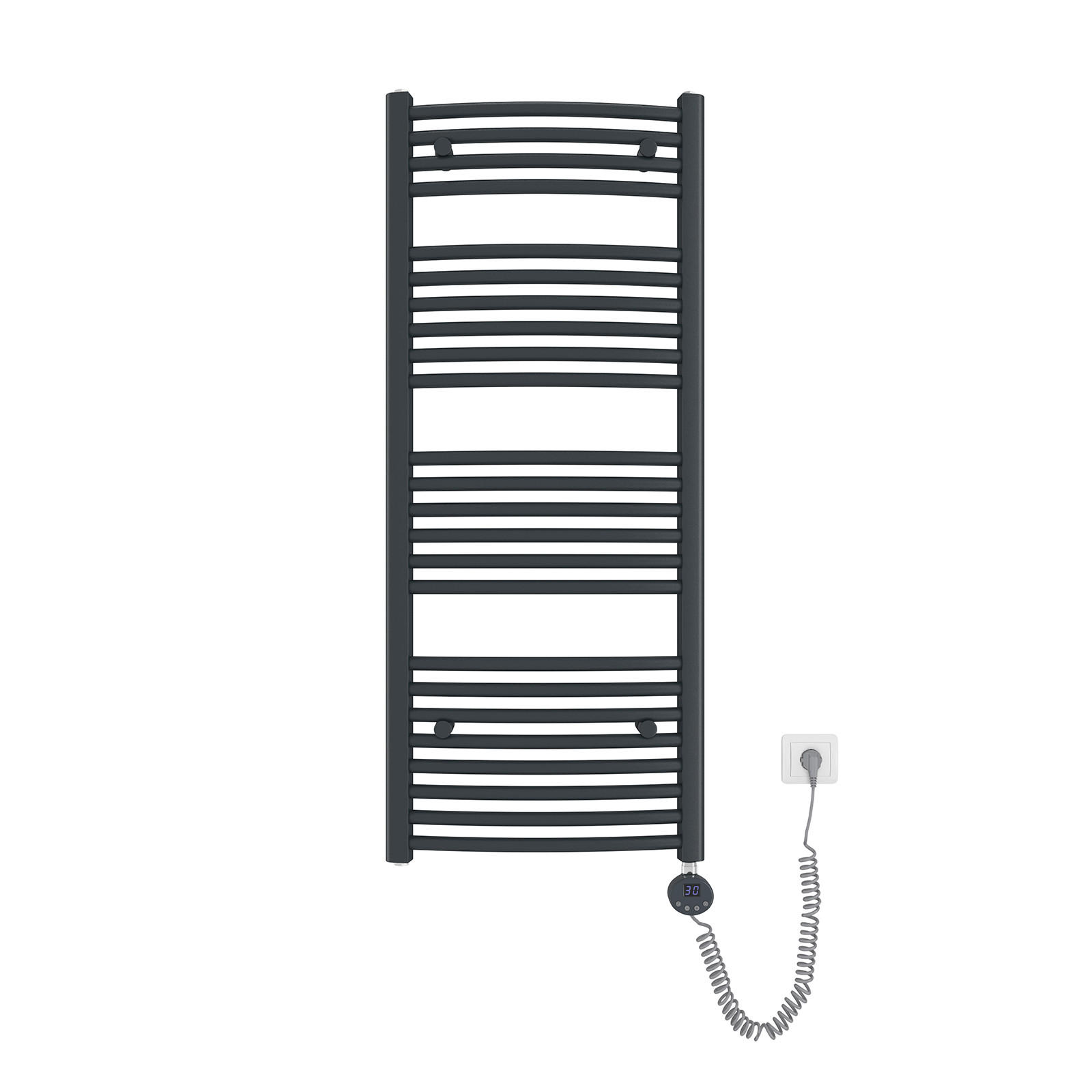 HANDTUCHHEIZKÖRPER elektrisch gebogen Anthrazit 120/50/5,6 cm - Anthrazit, Metall (50/120/5.6cm) - EMKE