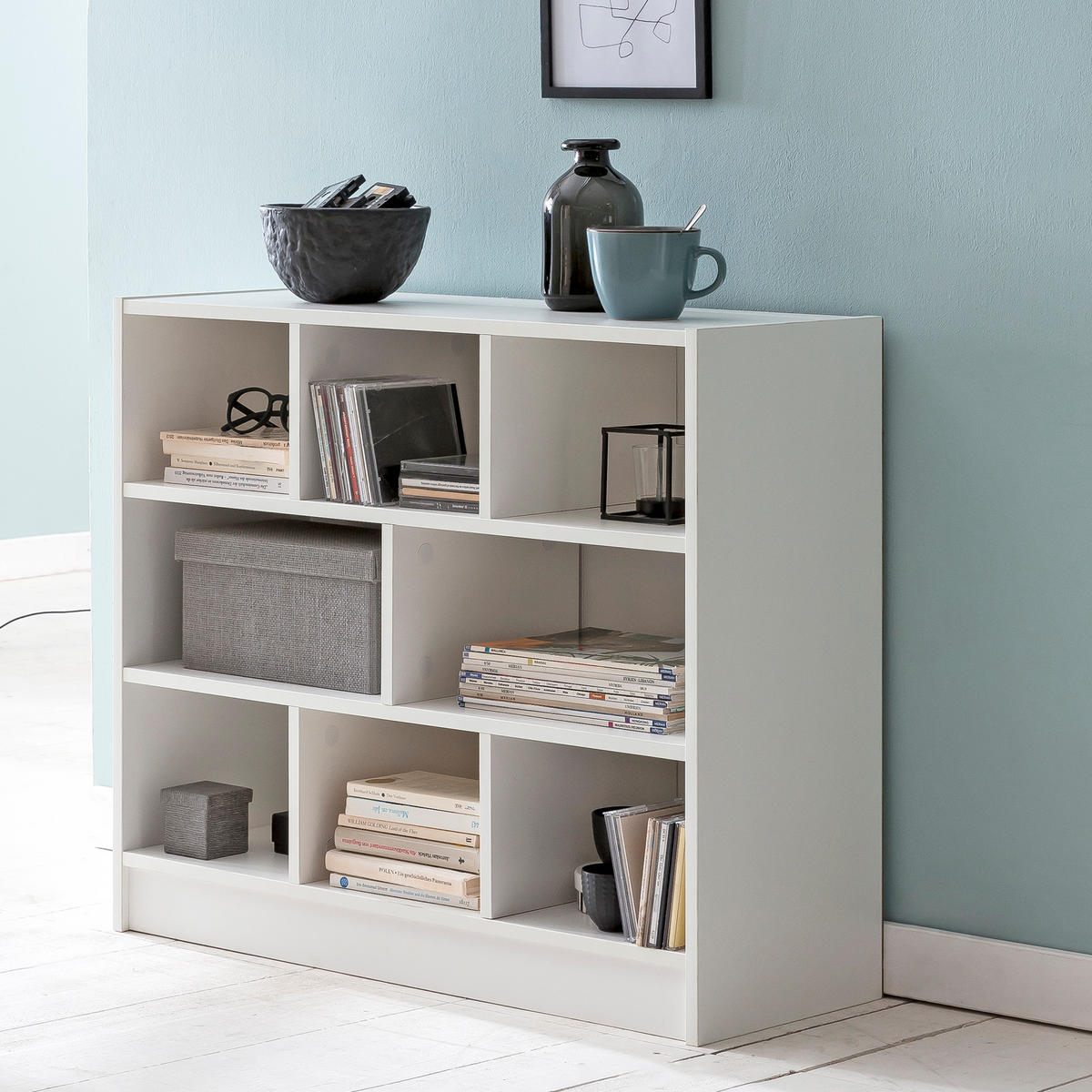 BÜCHERREGAL – Holz, melaminbeschichtet, mit Stauraum, modern - Weiß, Holz (80/69/30cm) - KADIMA DESIGN