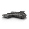 ELEKTRISCHES-ECKSOFA links Alyse aus Samt hellgrau 5 Sitzplätze - Hellgrau, Textil (188/295cm) - Micadoni
