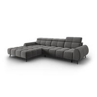 ELEKTRISCHES-ECKSOFA links Alyse aus Samt hellgrau 5 Sitzplätze - Hellgrau, Textil (188/295cm) - Micadoni