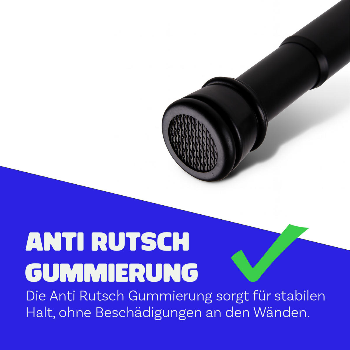 VERSTELLBARE Vorhangstange - Spannstange zum Klemmen Schwarz Ø22/25 mm 120-210 cm - Schwarz, Metall (120cm) - Bestlivings