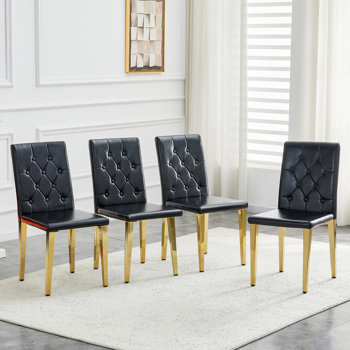 STUHL-SET DE-36653 4 Stück mit PU-Bezug und Metallbeinen Gold - Goldfarben, Metall (46/89/42cm) - ComfortXL
