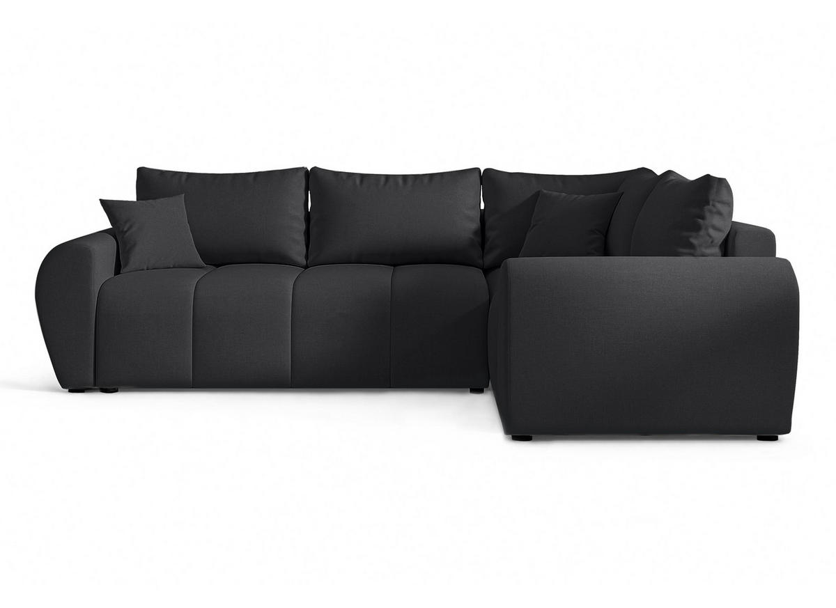 ECKSOFA L Form Malatya MAX Schwarz 246/145/80 cm stilvolle mit Schlaffunktion R - Schwarz, Kunststoff/Textil (235/175cm) - AX Living