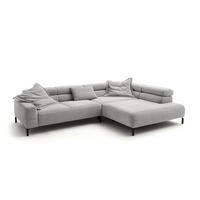 ECKSOFA MIT MOTORISCHEM SITZVORZUG DELIA Hellgrau Cord - Hellgrau/Schwarz, Textil/Metall (312/219cm) - KAWOLA