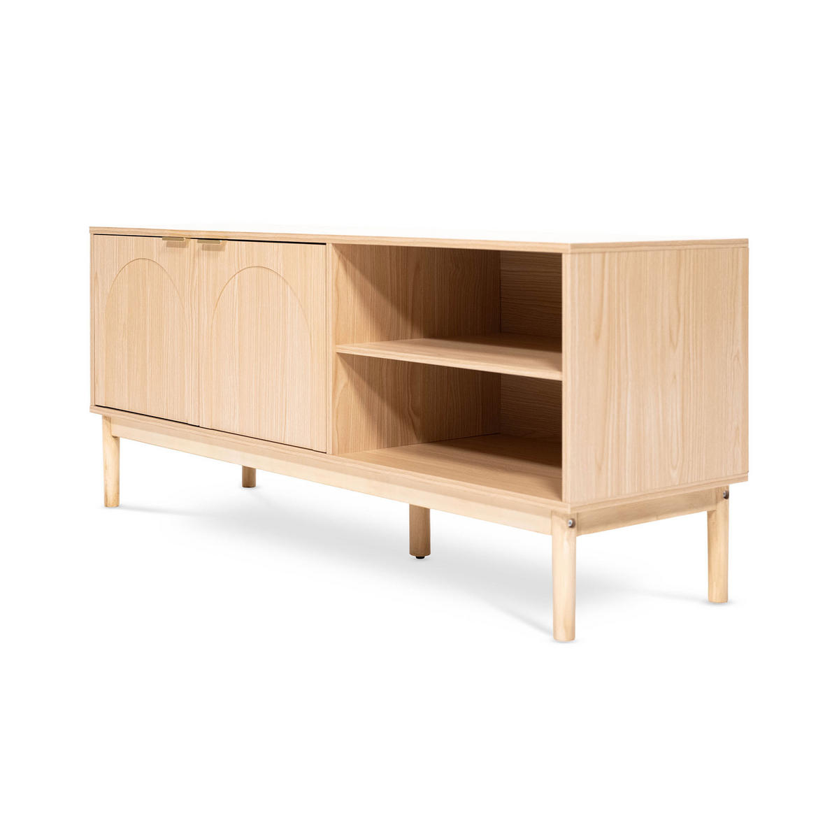 TV-STÄNDER NOLAN Eichenholzfarbe stil Skandinavischer - Beige/Goldfarben, Holz/Metall (40/60/140cm) - Sicaan