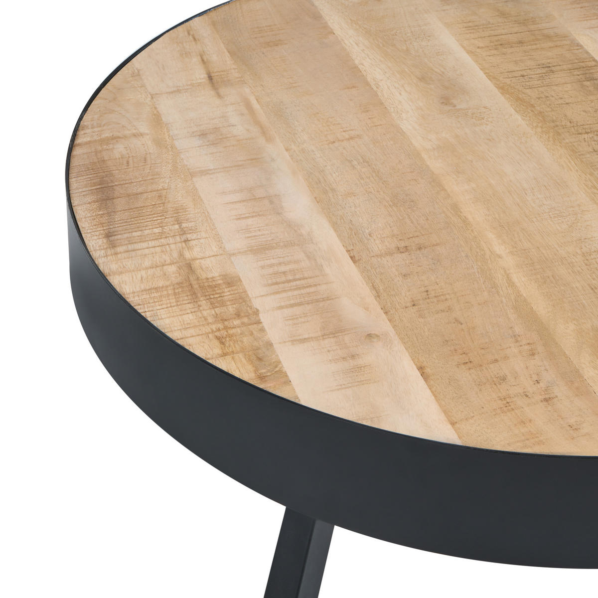 COUCHTISCH Mangoholz hellbraun/schwarz 74 cm Wakita - Hellbraun/Schwarz, Holz (74/74/40cm) - Beliani