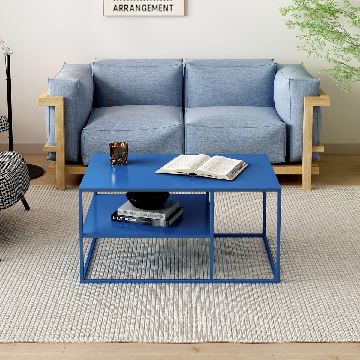 COUCHTISCH Solund 45/90/60 cm - Dunkelblau, Metall (60/90/45cm) - [en.casa]