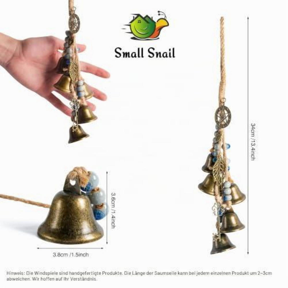 WINDSPIEL Hexenglocken Metall Blau 34 cm - Bronzefarben, Metall (34/3.8/34cm)