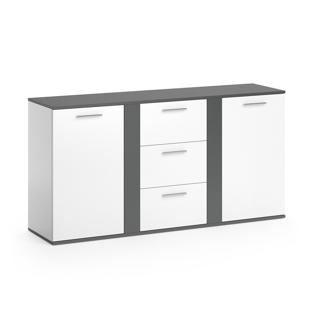 KOMMODE Novelli Anthrazit 155 x 80 cm mit Schubladen - Anthrazit, Holzwerkstoff (40/80/155cm) - Vicco